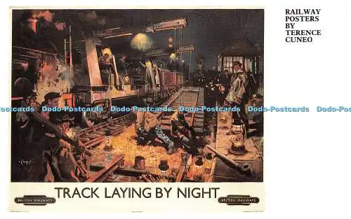 R542832 Gleisverlegung bei Nacht British Railways Railway Poster von Terence Cuneo
