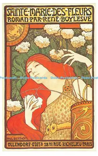 R541807 Sainte Marie des Fleurs Roman Par Rene Boylesve Dalkeith Poster Karte P 1