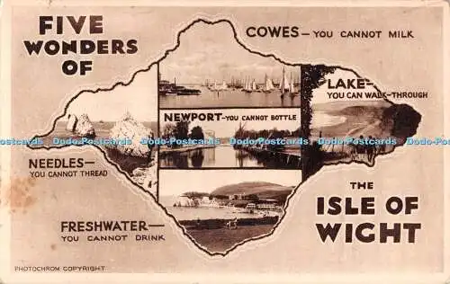 R543033 Fünf Wunder der Isle of Wight Süßwasser Photochrom Multi View