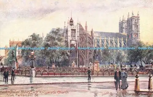 R543078 Westminster Abbey St Margaret Church From Parliament St Tuck Oilette Nr.