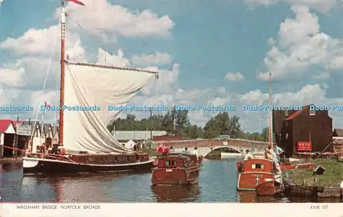 R543195 Norfolk Broads Wroxham Bridge Jarrold RP 1957
