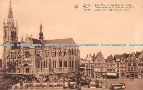 R547491 Nels Ypern Großer Platz und Kathedrale Kirche Ern Thill Bruxelles Serie 1