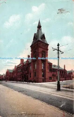 R549589 West Bromwich Town Halls Tuck Photochrome 4436 1906