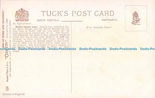 R549744 Middle Temple Lane Inns of Court and Chancery Tuck Oilette No 1537