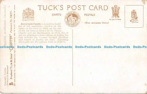 R543382 Inverness The Castle and Town Bonnie Scotland Tuck Oilette No 7677