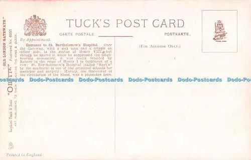 R549749 Eingang zum St Bartholomew Hospital Old London Gateway Tuck Oilette Nr. 6