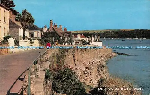 R547690 St Mawes Castle Road and Beach J Salmon Cameracolour 1965