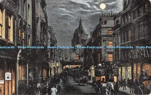 R545906 Fleet Street and St Pauls London Valentines Moonlight Series 1904