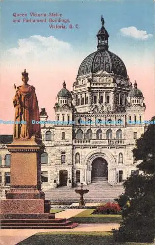 R549884 Victoria Queen Victoria Statue and Parliament Buildings Coast Publishing