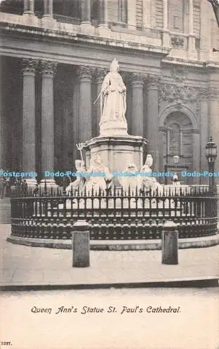 R546131 St Paul Cathedral Queen Ann Statue Hartmann 1910