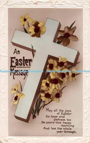 R546133 Eine Osterbotschaft Kreuz und Blumen RP