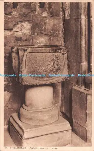 R546136 London St Etheldreda Ancient Font Elite Photographic