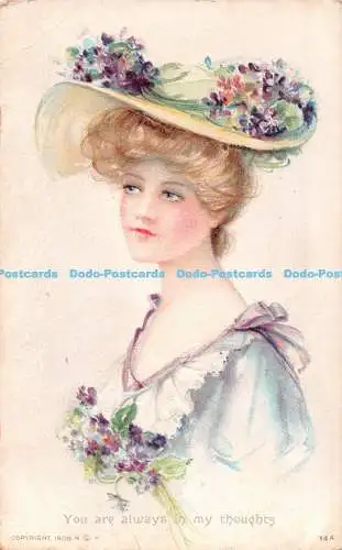 R548004 You are always in my thoughts 1909 N Y 14A Woman Hat Bamforth 1914