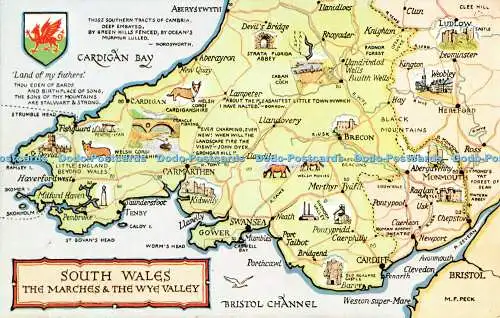 R543793 South Wales Marches and Wye Valley M F Peck Map Salmon