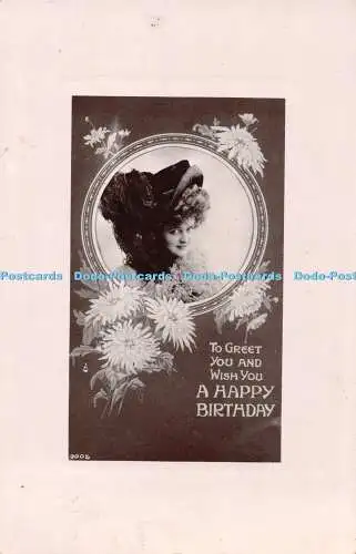R548123 To greet you and wish you a Happy Birthday Woman Hat Davidson Bros Real