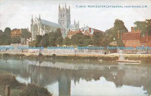 R550218 C 39131 Worcester Cathedral from River S W Celesque Series Photochrom