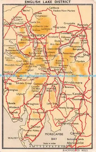 R548177 Englische Lake District Karte Blackpool 25 Meilen Lt Col P M Hope