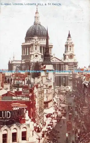 R546365 London Ludgate Hill and St Paul Photochrom Celesque Series 1912