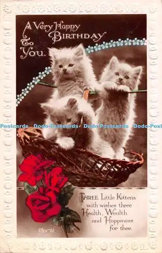 R546367 A Very Happy Birthday to You Three Kittens Art Photo RP