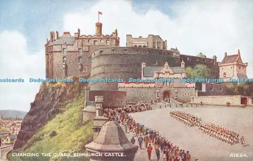 R546571 Edinburgh Castle Changing The Guard Valentine Art Farbe F C Parr