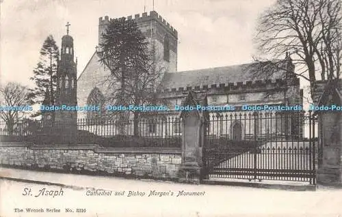 R548509 St Asaph Cathedral and Bishop Morgan Monument Wrench Series No 3316 1905