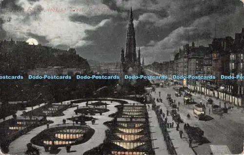R546699 Edinburgh Princes Street Looking West Valentine Moonlight Serie 1904
