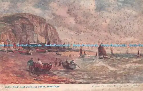 R546701 Hastings East Cliff and Fishing Fleet The Water Colour Post Card W H Bor