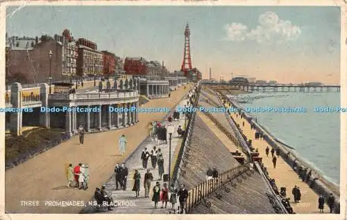 R548736 Blackpool Three Promenades N S 1934