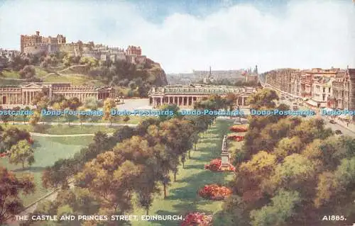 R544411 Castle and Princes Street Edinburgh A1885 Kunstfarbe B F C Parr Valentin