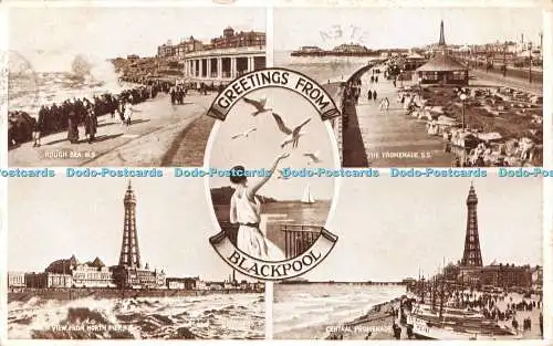 R548786 Grüße aus Blackpool Rough Sea N S The Promenade S Central Promena