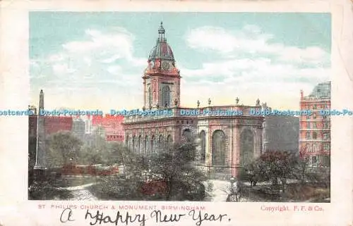 R544480 St Philips Church and Monument Birmingham F F 1906