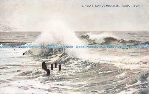 R547037 E 46645 Sandown I O W Rough Sea Celesque Series Photochrom 1915