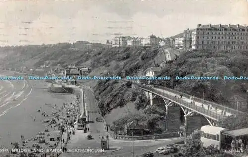 R547088 Spa Bridge and Sands Scarborough L 3004 D Silveresque Postkarte 1959 Vale