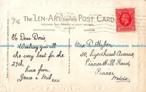 R551157 Happy Birthday Greetings W Lennard RP 1936