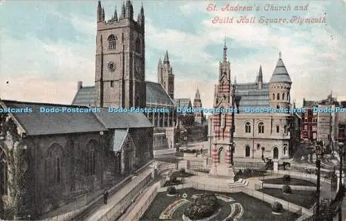 R551296 Plymouth St Andrew Church and Guild Hall Square Valentine Serie 1907