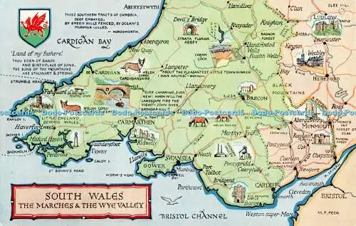 R551890 South Wales Marches and Wye Valley M F Peck Map Salmon