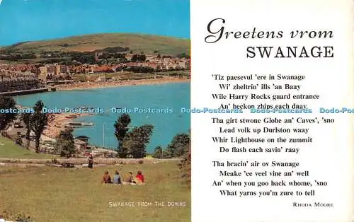 R552116 Grüße von Swanage Swanage aus Downs Rhoda Moore Salmon 1965