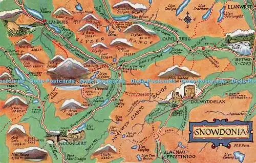 R552138 Snowdonia M F Peck Salmon Map