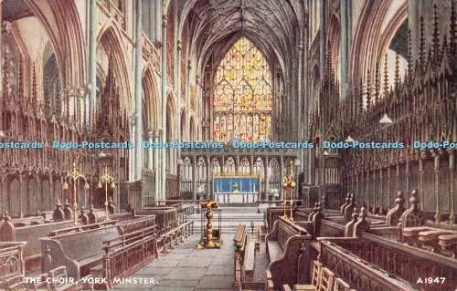 R552217 Chor York Minster A1947 Kunstfarbe B F C Parr Valentines