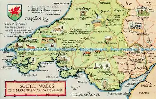 R552450 South Wales Marches and Wye Valley M F Peck Map Salmon