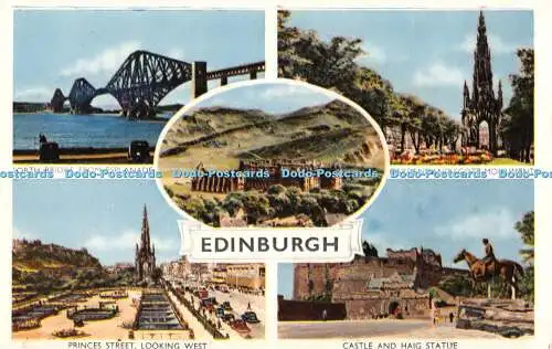 R552683 Edinburgh Castle und Haig Statue Princes Street Blick nach Westen M und L Nat