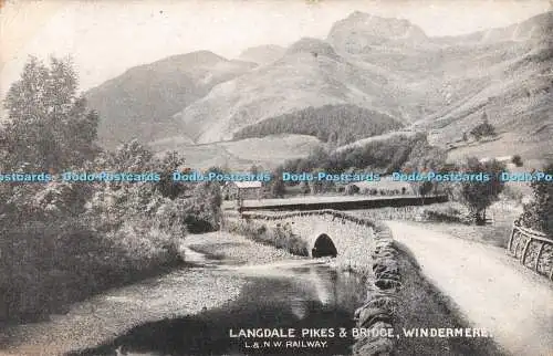 R552692 Windermere Langdale Pikes and Bridge L and N W Railway 1906