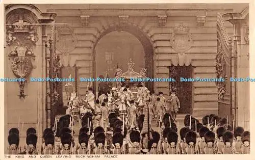 R554988 The King and Queen Leaving Buckingham Palace Photochrom