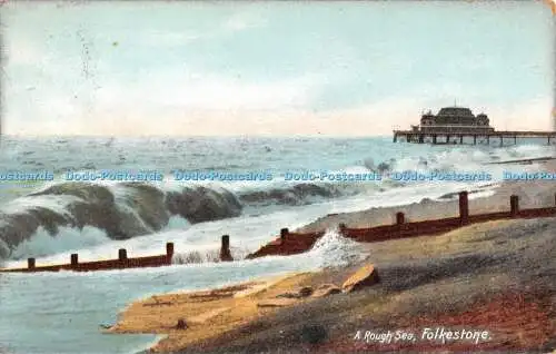 R553009 Folkestone A Rough Sea R B 1905