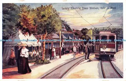 R555245 Laxey Elektrische Straßenbahnhaltestelle Isle of Man Stiefel Bargeld Apotheken