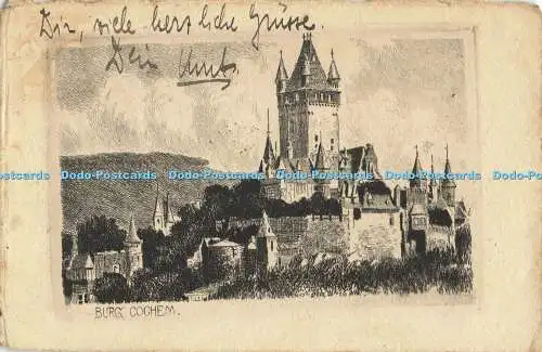 R556751 Burg Cochem Franz Jander Original Radierung Handabzug