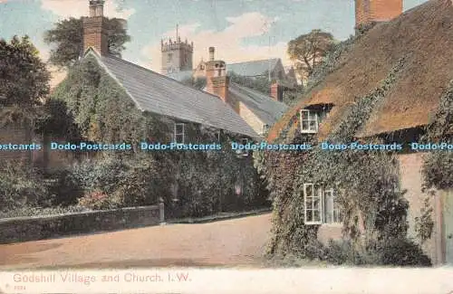 R555400 P 5293 Godshill Village and Church I W Peacock Autochrom Postkarte Picto