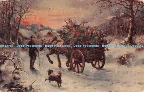 R553547 Winter Ein Mann mit Pferd und Kutsche Serie 301 N 1