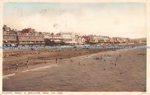 R553606 Sandown Beach and Esplanade from the Pier W J Nigh 1929