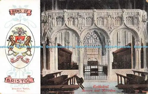 R553608 Arms of Bristol Cathedral Screen and Reredos Beaufort Series 1906